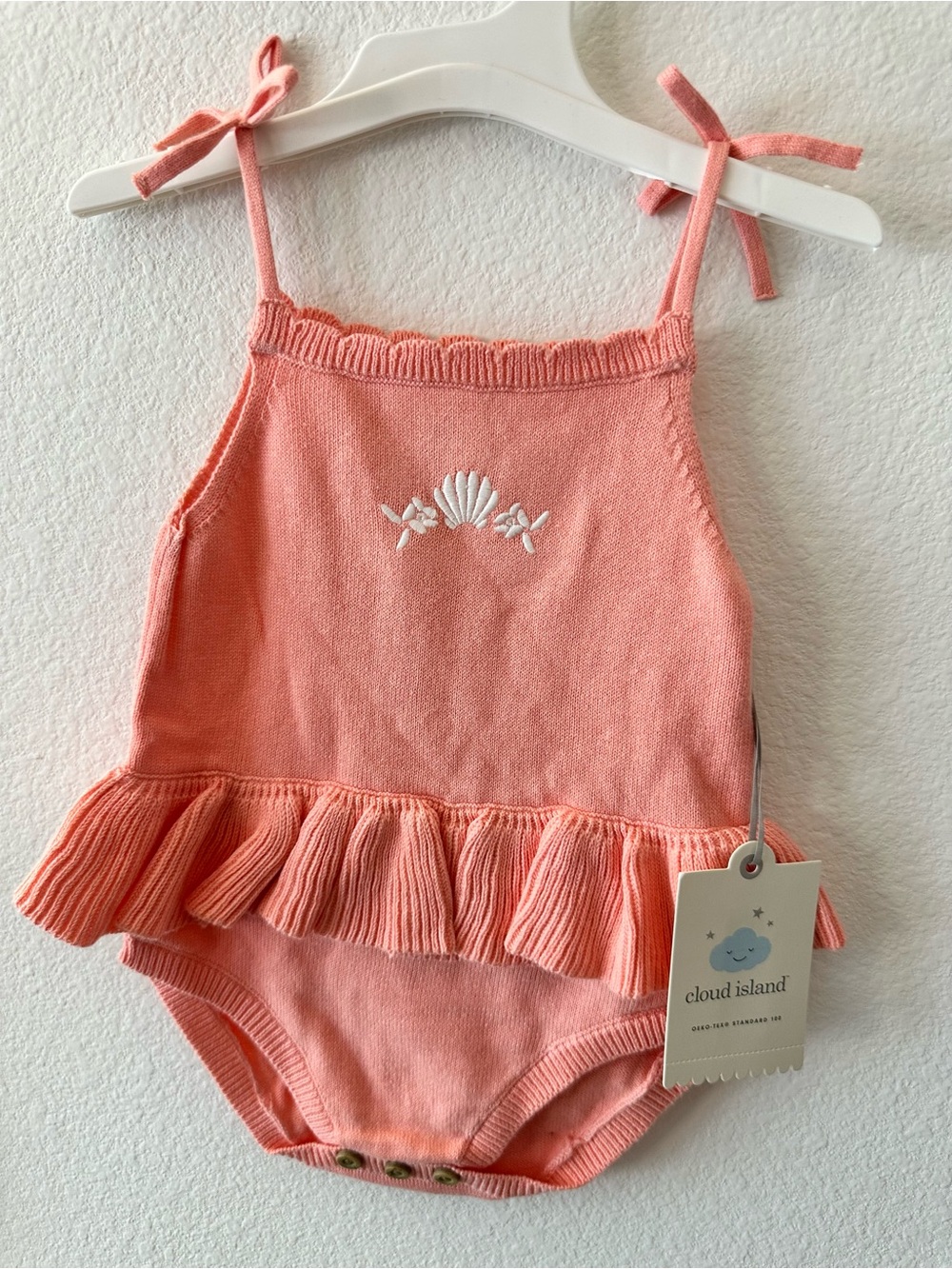 Cat & Jack Coral Knit Ruffle One-Piece Bodysuit